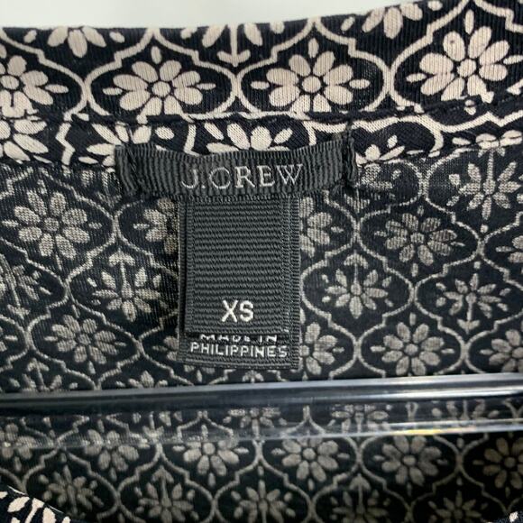 J CREW Cotton Mixed Print Medallion Short Sleeve Blouse Top Black Gray Size XS - Picture 5 of 7